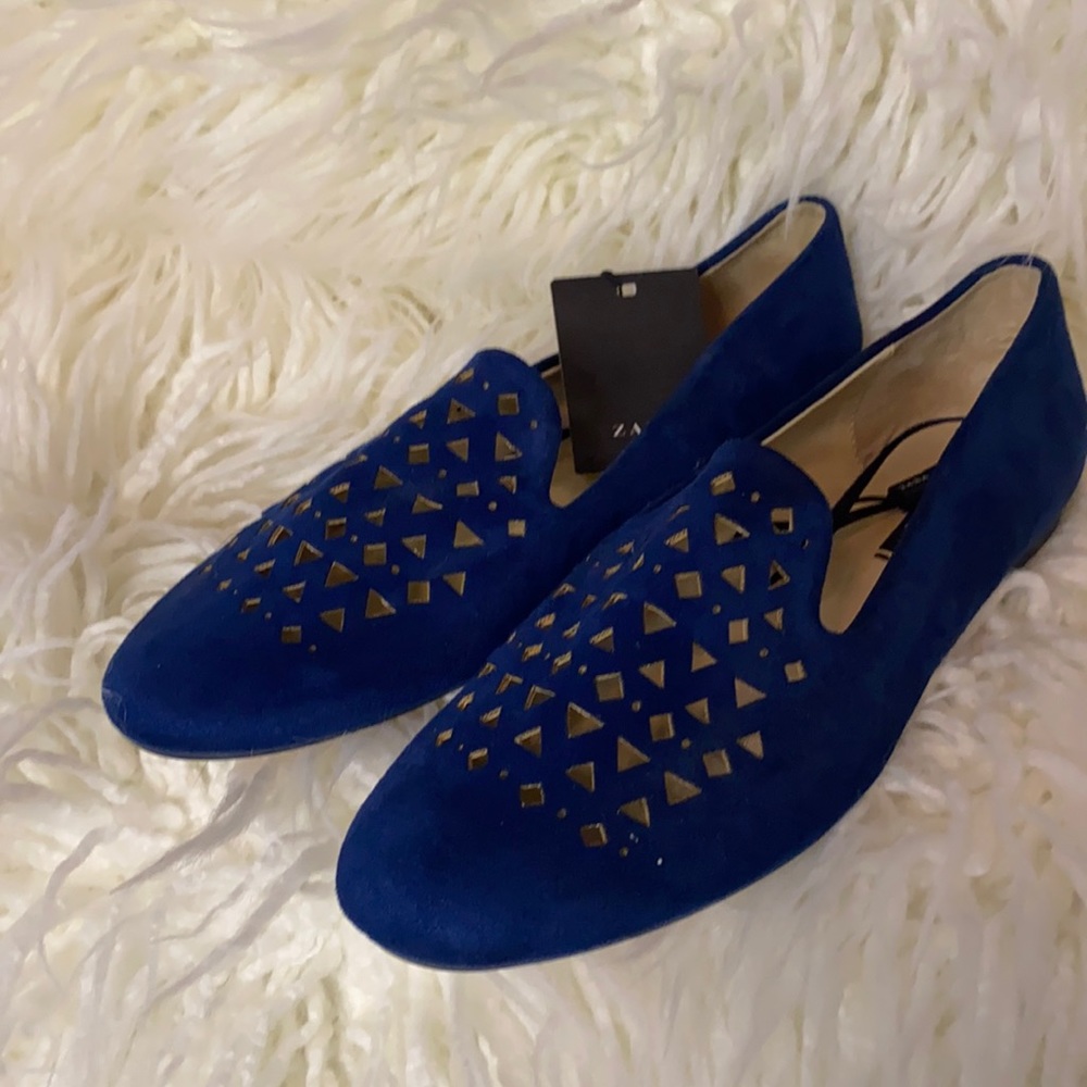 Zara blue faux suede flat